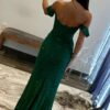 Trumpet/Mermaid Off-the-Shoulder Sleeveless Lace Long Prom Dresses Green Ball Gowns-777
