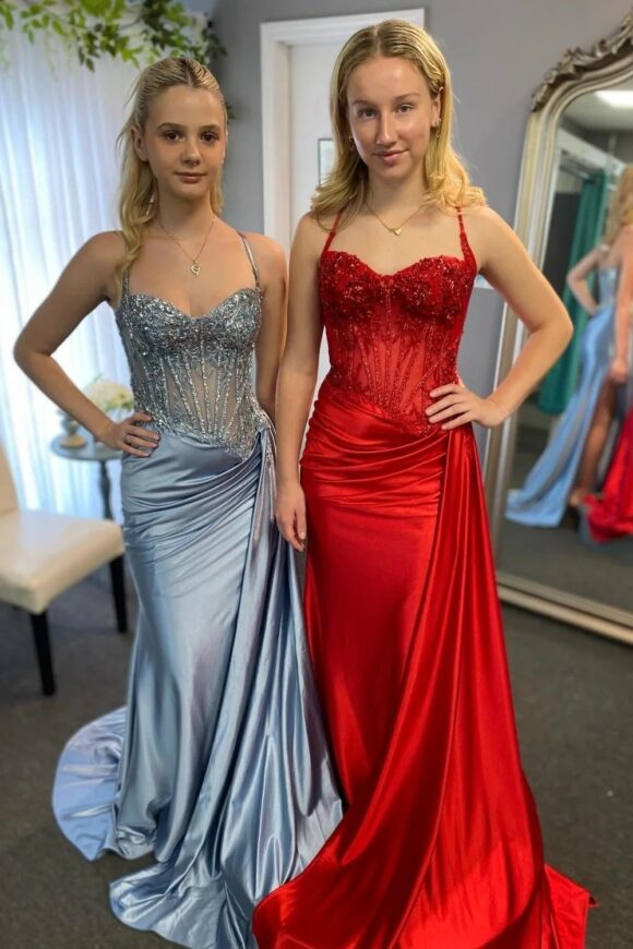 Prom Dress 2025 Green Silk Spaghetti Mermaid Strapless Long Formal Dress with Split Prom Dress 2025 Green Silk Spaghetti Mermaid Strapless Long Formal Dress with Split