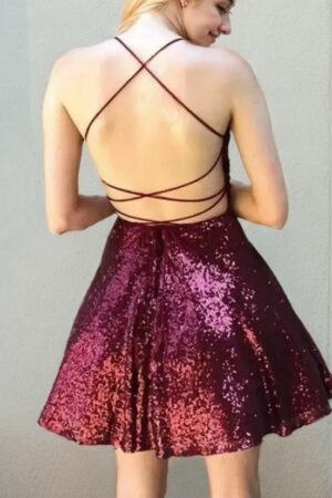 A-line Sweetheart Short/Mini Sequined Homecoming Dress-626