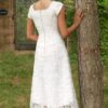 A-Line/Princess Lace Scoop Short Sleeves Asymmetrical Wedding Dresses-672