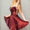 A-line Sweetheart Short/Mini Sequined Homecoming Dress-0