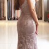 Trumpet/Mermaid Sweetheart Sleeveless Long/Floor-Length Tulle Prom Dresses With Appliqued-463