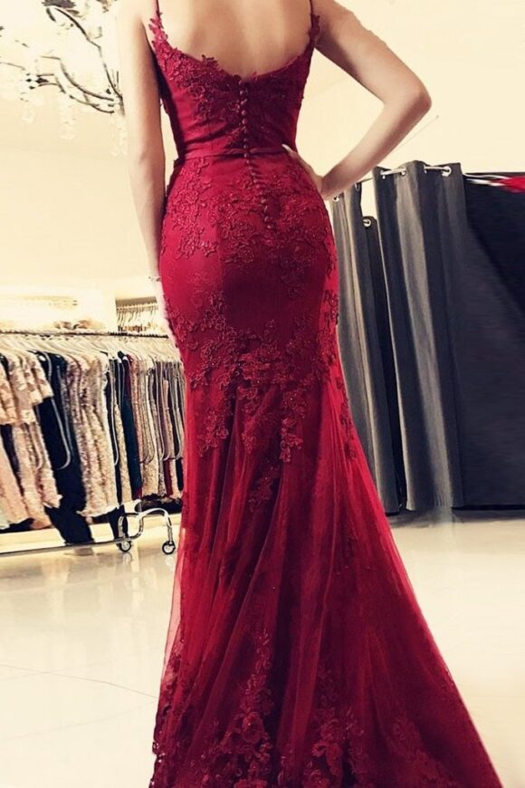 Trumpet/Mermaid Sweetheart Sleeveless Long/Floor-Length Tulle Prom Dresses With Appliqued-466 Trumpet/Mermaid Sweetheart Sleeveless Long/Floor-Length Tulle Prom Dresses With Appliqued-466