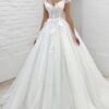 A-Line/Princess Tulle Lace Scoop Short Sleeves Sweep/Brush Train Wedding Dresses-0