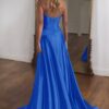 A-line/Princess Sweetheart Silk Sleeveless Long Blue Prom Dresses-810