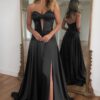 A-line/Princess Sweetheart Silk Sleeveless Long Blue Prom Dresses-811
