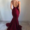 Trumpet/Mermaid V Neck Sleeveless Court Train Charmeuse Prom Dresses