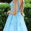 Short/Mini A-line V Neck Lace Tulle Homecoming Dress With Appliqued Beading-647