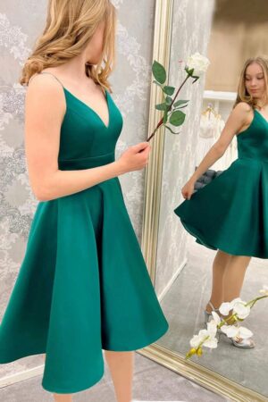 Short A-line Satin Homecoming Dress-0