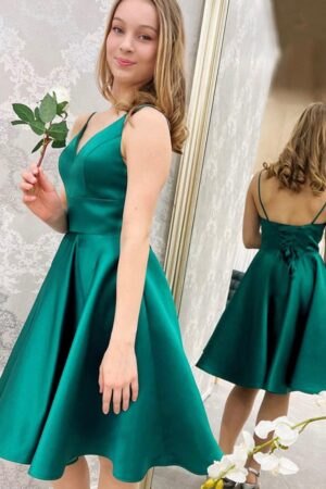 Short A-line Satin Homecoming Dress-631