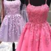 Short/Mini A-line Bateau Lace Tulle Homecoming Dress With Beading-617