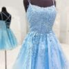 Short/Mini A-line Bateau Lace Tulle Homecoming Dress With Beading-621