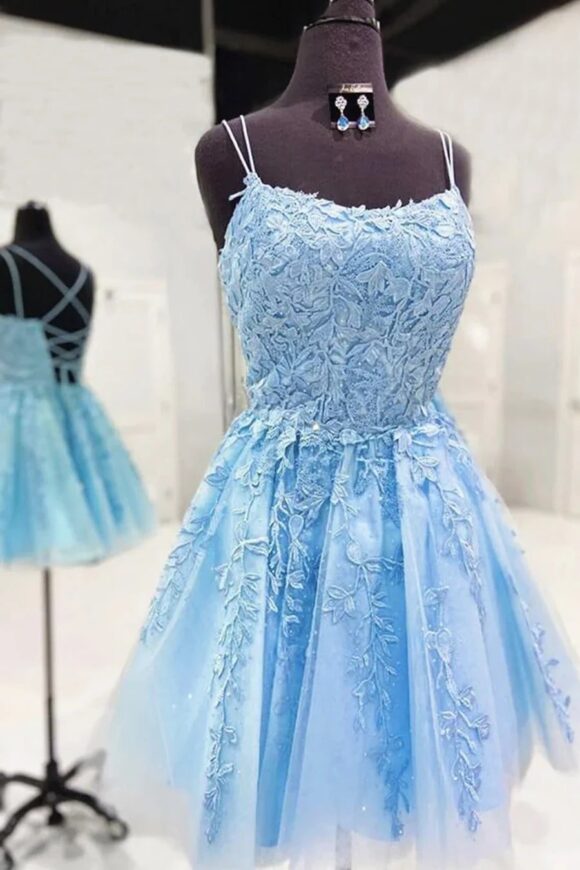 Short/Mini A-line Bateau Lace Tulle Homecoming Dress With Beading-621 Short/Mini A-line Bateau Lace Tulle Homecoming Dress With Beading-621