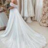 A-Line/Princess Tulle Applique Off-the-Shoulder Sleeveless Sweep/Brush Train Wedding Dresses-709