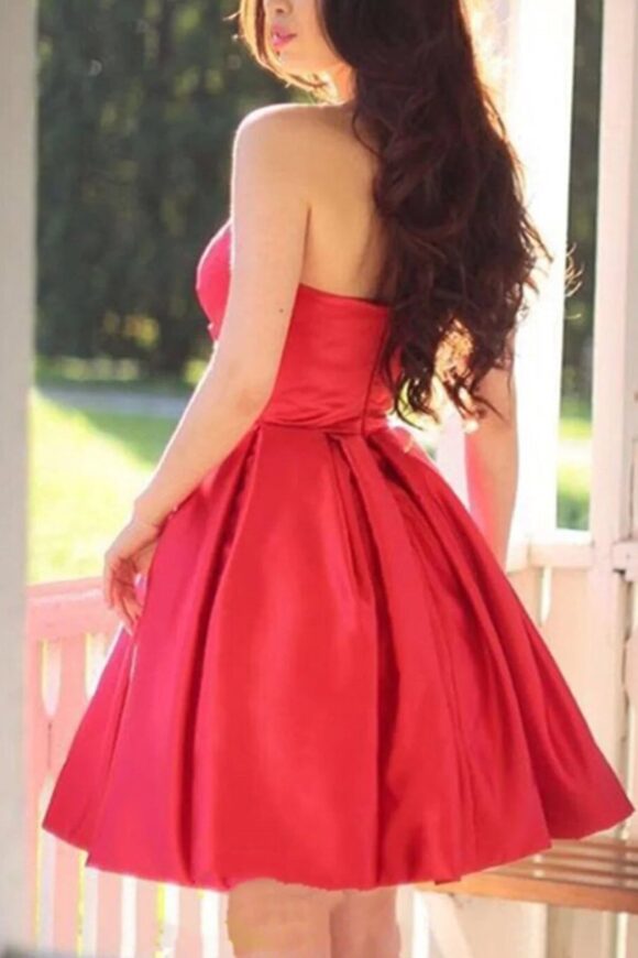 A-line Sweetheart Sleeveless Short/Mini Satin Homecoming Dress with Pleated-607 A-line Sweetheart Sleeveless Short/Mini Satin Homecoming Dress with Pleated-607