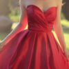 A-line Sweetheart Sleeveless Short/Mini Satin Homecoming Dress with Pleated-0