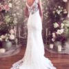 Sheath/Column Tulle Lace V-neck Sleeveless Court Train Wedding Dresses-713