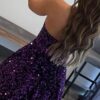 A-line Sweetheart Sleeveless Short/Mini Velvet Sequins Homecoming Dress with Pockets-613