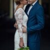 Sheath/Column Lace Scoop Long Sleeves Knee-Length Wedding Dresses-680