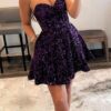 A-line Sweetheart Sleeveless Short/Mini Velvet Sequins Homecoming Dress with Pockets-0