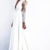A-Line/Princess Stretch Crepe Lace V-neck Long Sleeves Sweep/Brush Train Wedding Dresses-700