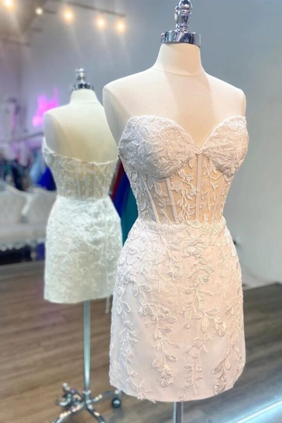 Beaded Sweetheart Lace Short Homecoming Dress-634 Beaded Sweetheart Lace Short Homecoming Dress-634