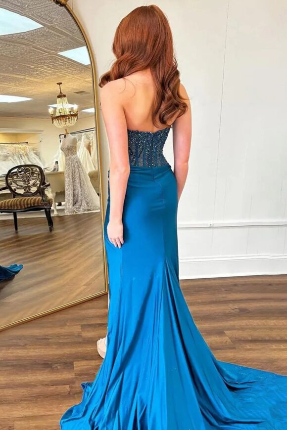 Trumpet/Mermaid Strapless Mermaid Long Sequins Prom Dress With Split Trumpet/Mermaid Strapless Mermaid Long Sequins Prom Dress With Split