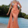 Trumpet/Mermaid Crew Neck Long Sleeve Silk Long Prom Dresses Purple Ball Gowns-785
