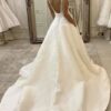 A-Line/Princess Satin Lace V-neck Sleeveless Chapel Train Wedding Dresses-718