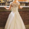 A-Line/Princess Tulle Lace Scoop Short Sleeves Tea-Length Wedding Dresses-726