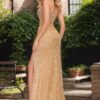 Prom Dress 2025 Gold Lace Sequins Mermaid Strapless Long Formal Dress