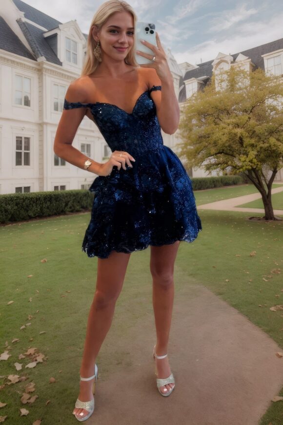 A-line Off-the-Shoulder Short/Mini Tulle Homecoming Dress-771 A-line Off-the-Shoulder Short/Mini Tulle Homecoming Dress-771