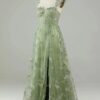 A-Line/Princess Sleeveless Halter Floor-Length Applique Lace Prom Dresses