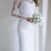 Lace Wedding Dress Sheath/Column Bateau Court Train-751