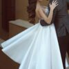 Ball Gown Sweetheart Sleeveless Ankle-Length Satin Wedding Dress With Lace-754
