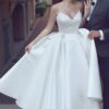 Ball Gown Sweetheart Sleeveless Ankle-Length Satin Wedding Dress With Lace-0