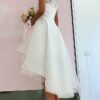 A-line Sleeveless Asymmetrical Tulle Wedding Dress With Lace-765