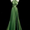 Prom Dress 2025 Green Silk Strapless A-Line Princess Long Formal Dress