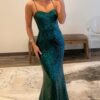 Sheath/Column Sequins Halter Sleeveless Sweep/Brush Train Prom Dresses