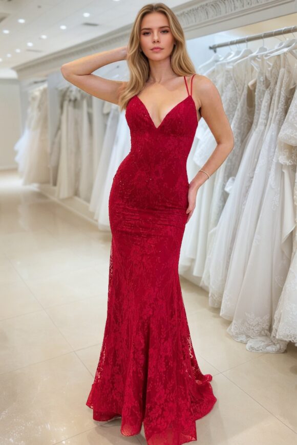 Sheath/Column V-neck Sleeveless Prom Dresses Long Lace Formal Evening Gowns Sheath/Column V-neck Sleeveless Prom Dresses Long Lace Formal Evening Gowns
