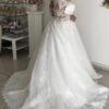 A-Line/Princess Off-the-Shoulder Long Sleeves Court Train Lace Tulle Wedding Dresses-664