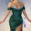 Prom Dress 2025 Green Silk Strapless Long Formal Dress