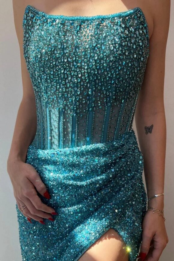 Prom Dress 2025 Gold Lace Sequins Mermaid Strapless Long Formal Dress Prom Dress 2025 Gold Lace Sequins Mermaid Strapless Long Formal Dress