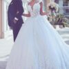 Ball Gown Sweetheart Sleeveless Sweep/Brush Train Lace Tulle Wedding Dresses-0