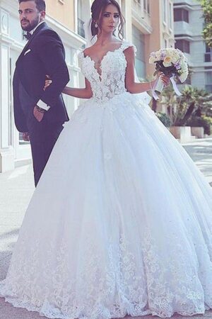 Ball Gown Sweetheart Sleeveless Sweep/Brush Train Lace Tulle Wedding Dresses-0