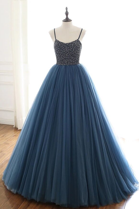 A-Line Tulle Halter Long Prom Dresses Halter Formal Evening Dresses with Beading A-Line Tulle Halter Long Prom Dresses Halter Formal Evening Dresses with Beading