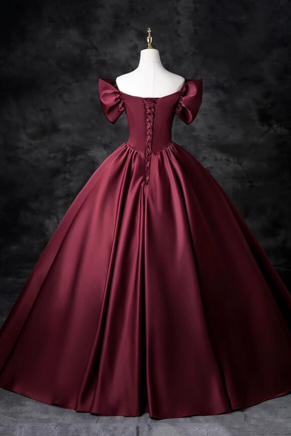 A-Line/Princess Satin Floor Length Formal Prom Dress, Off the Shoulder Prom Gown A-Line/Princess Satin Floor Length Formal Prom Dress, Off the Shoulder Prom Gown