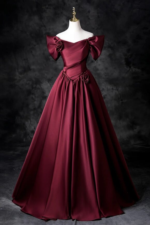 A-Line/Princess Satin Floor Length Formal Prom Dress, Off the Shoulder Prom Gown A-Line/Princess Satin Floor Length Formal Prom Dress, Off the Shoulder Prom Gown