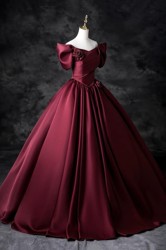 A-Line/Princess Satin Floor Length Formal Prom Dress, Off the Shoulder Prom Gown A-Line/Princess Satin Floor Length Formal Prom Dress, Off the Shoulder Prom Gown