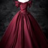 A-Line/Princess Satin Floor Length Formal Prom Dress, Off the Shoulder Prom Gown